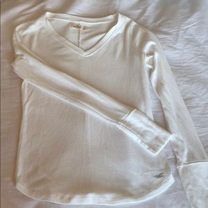 V neck long sleeve white shirt from Hollister